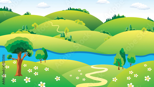 Landscape with the river.