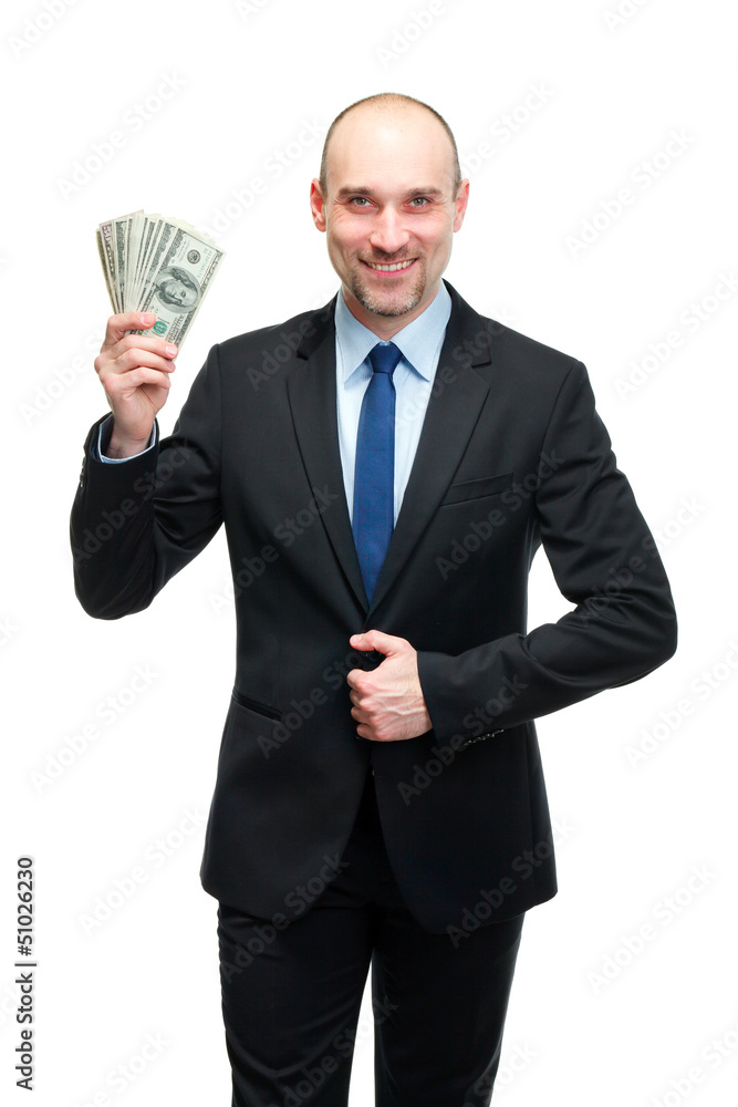 Portrait of a businessman money, isolated on white Portrait of a businessman money, isolated on white