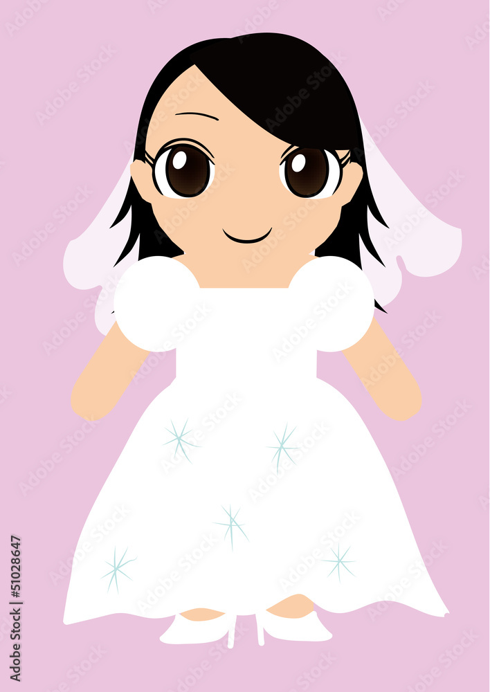ウエディングドレス姿の女性ベクターイラスト ウエディングドレス姿の女性ベクターイラスト