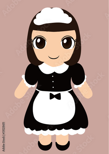 メイド喫茶制服の女の子ベクターイラスト