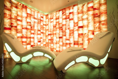 salt room for relaxation and chromotherapy photo