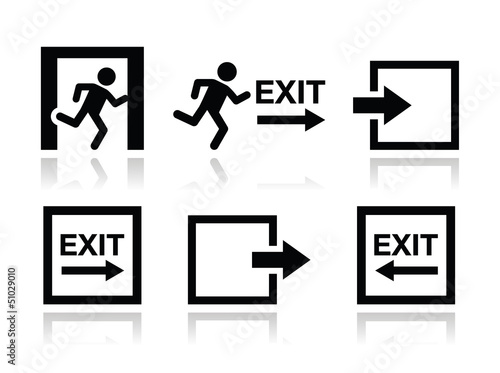 Emergency exit icons vector set