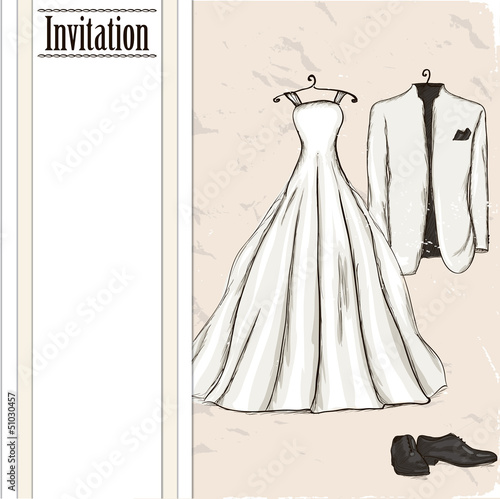 Vintage poster with with a wedding dress.