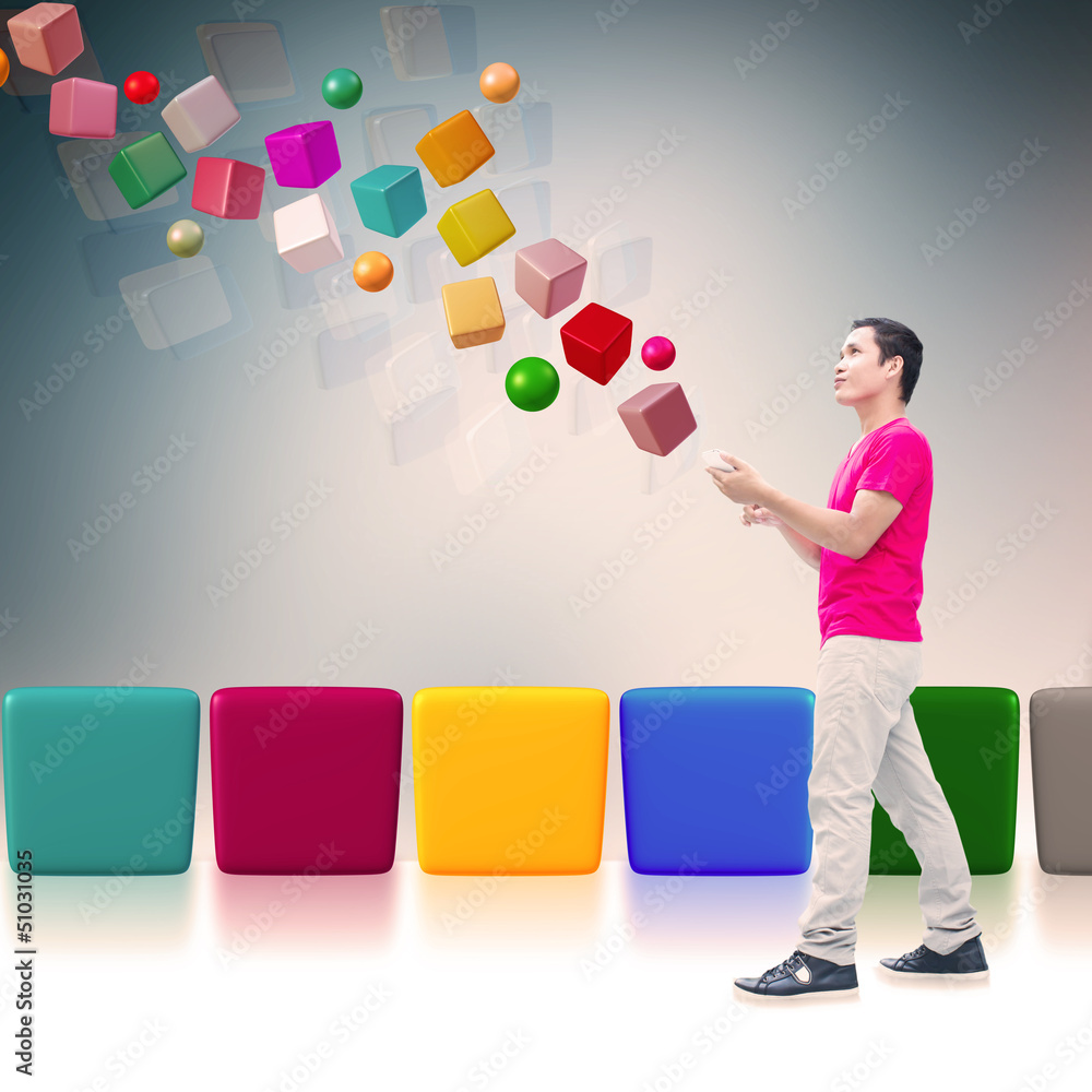 Man With Smart Phone,3D Imagination Man With Smart Phone,3D Imagination