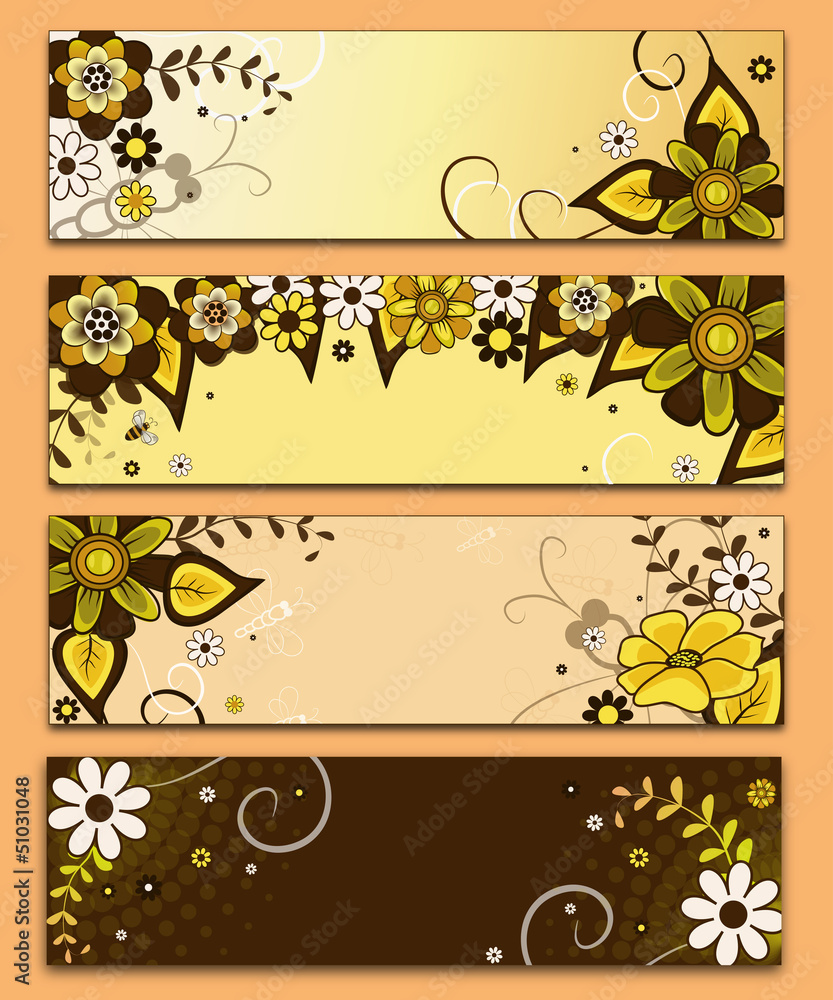 Horizontal banners with flowers Horizontal banners with flowers