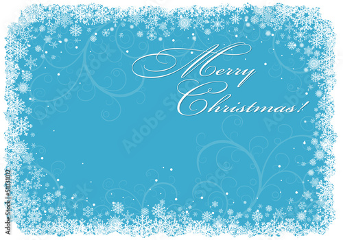 Blue Christmas background with snowflakes.