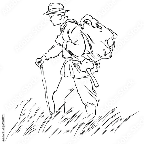 Geologist with a backpack