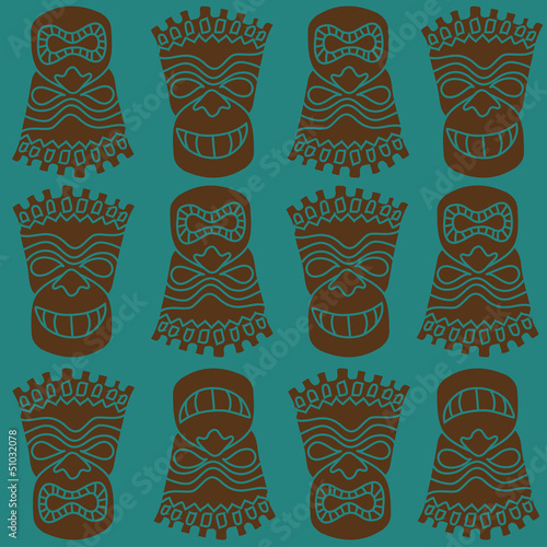 Tiki totem seamless pattern