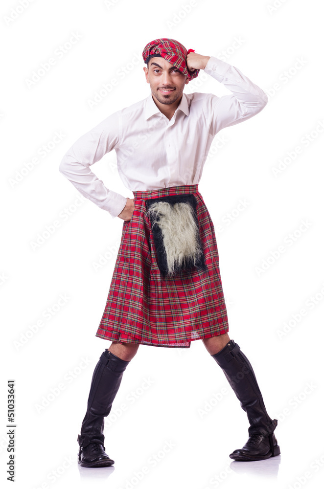 Scottish traditions concept with person wearing kilt