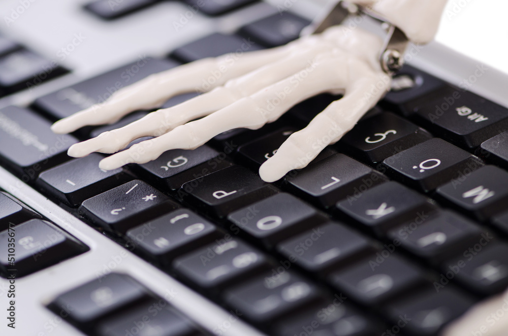 Skeleton working on the keyboard Skeleton working on the keyboard