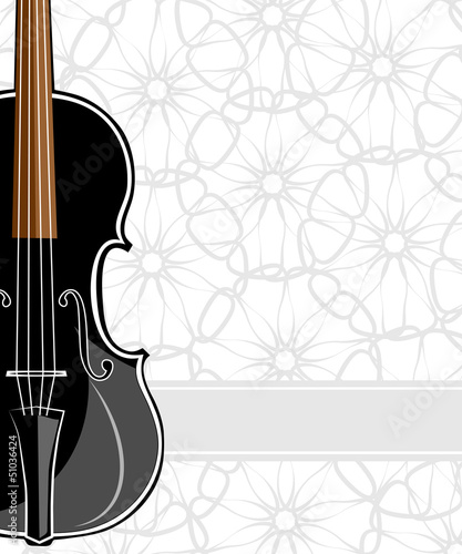 Black violin on floral background