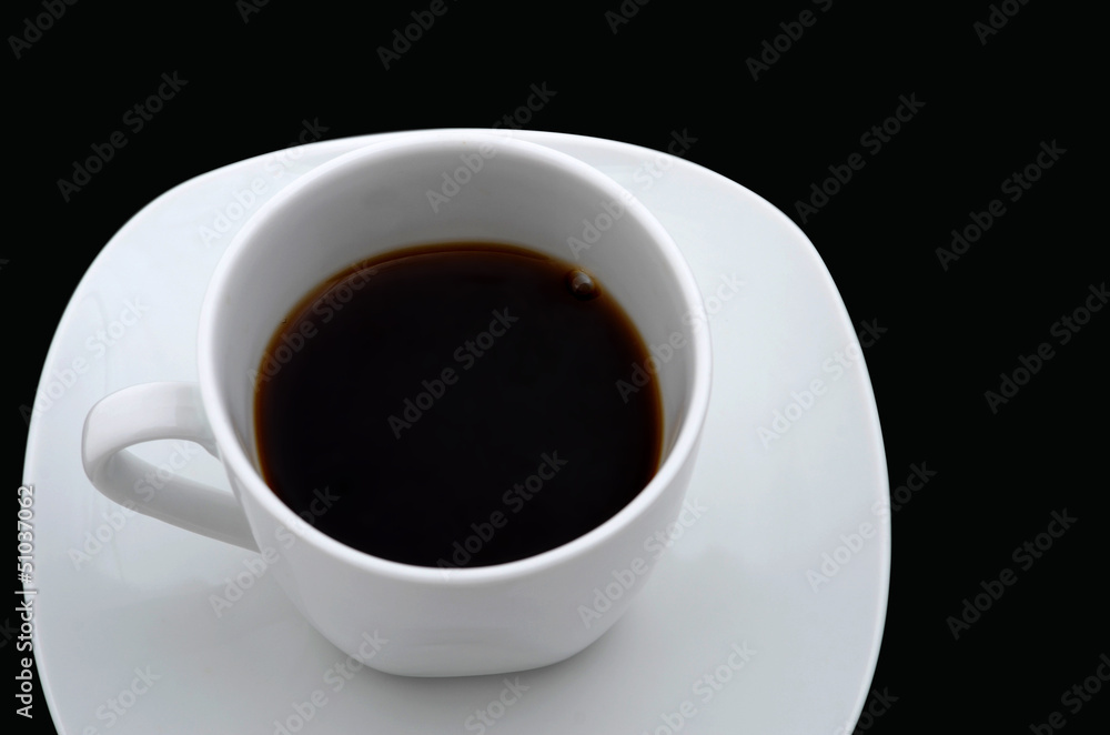Coffee cup on black