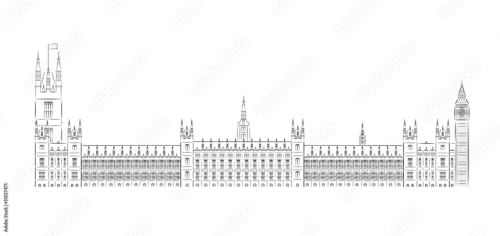 Obraz premium Big Ben and House of Parliament vector illustration