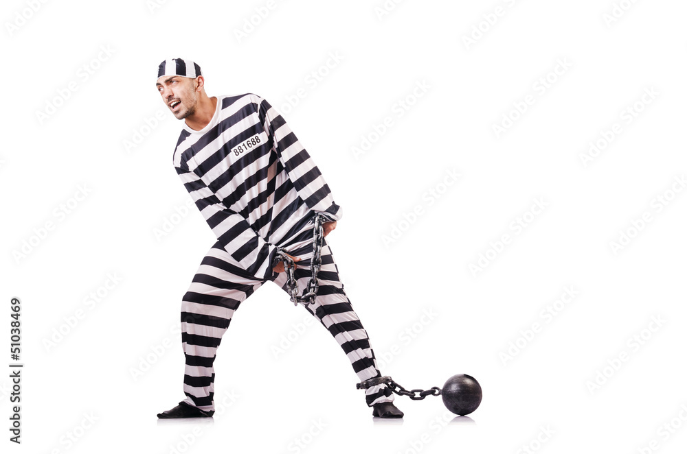 Convict criminal in striped uniform Convict criminal in striped uniform