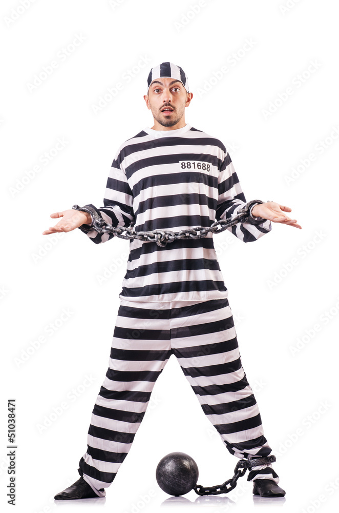 Convict criminal in striped uniform Convict criminal in striped uniform