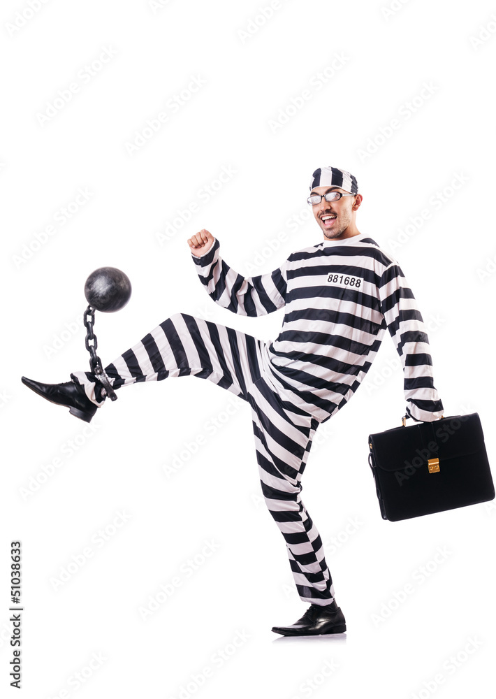Convict criminal in striped uniform Convict criminal in striped uniform