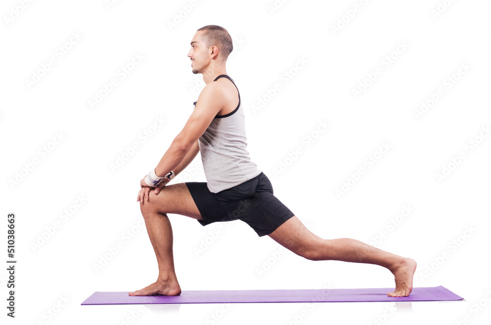 Man doing exercises on white Man doing exercises on white