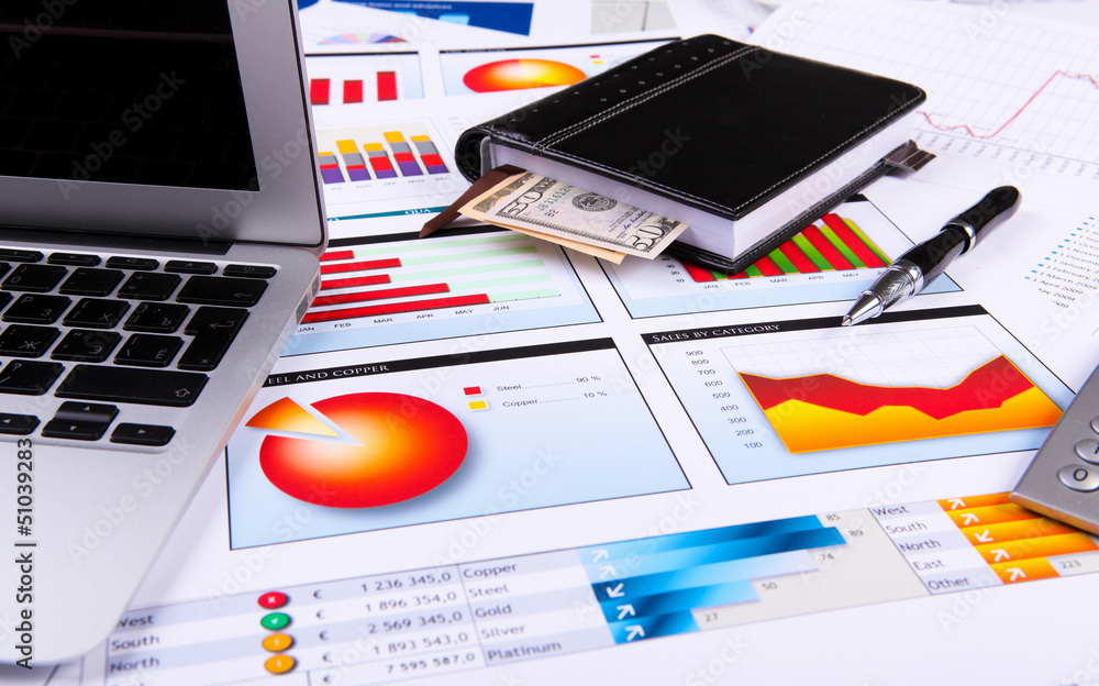 Financial papers on the table Financial papers on the table