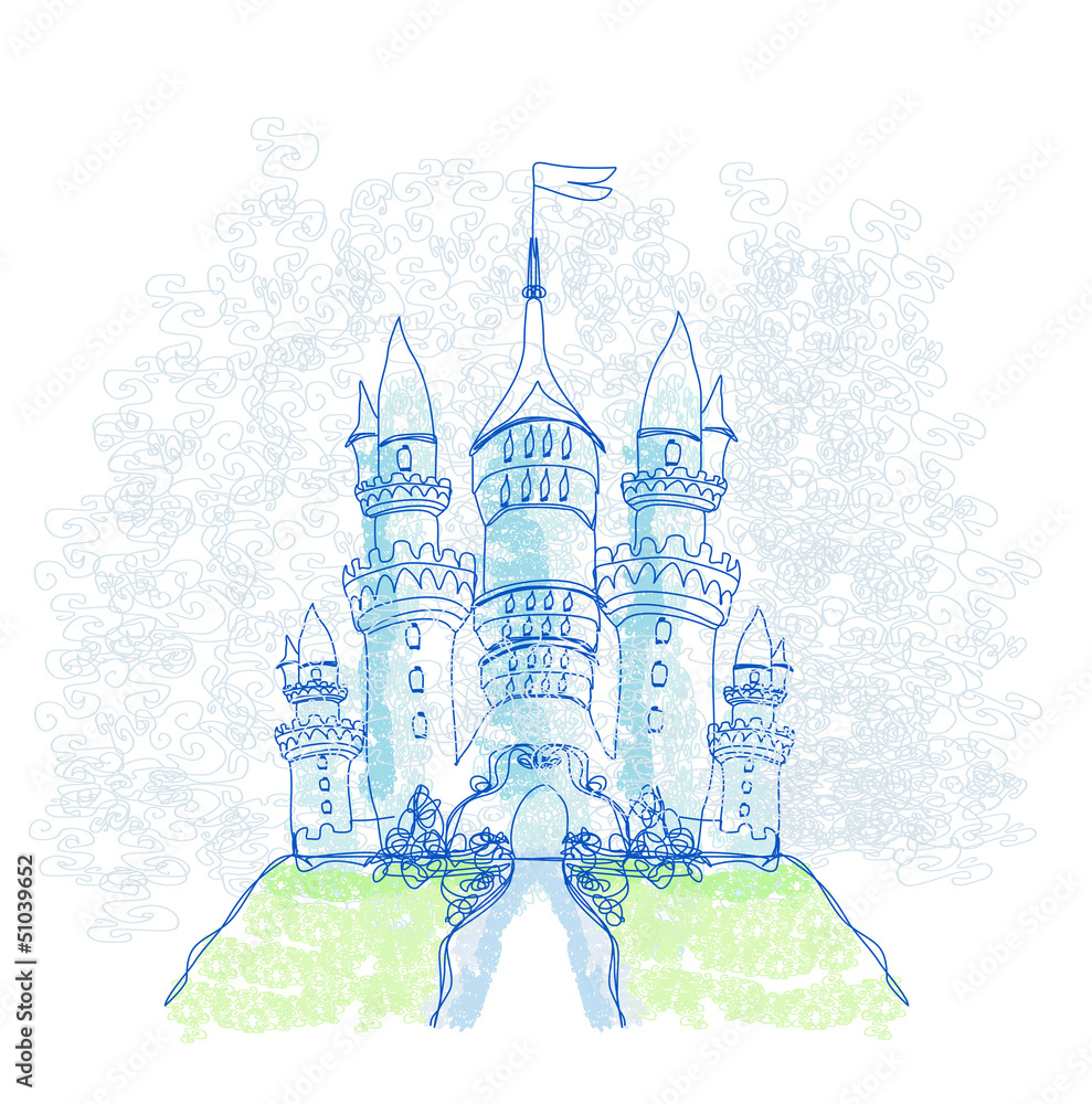 Doodle Sketchy Castle Vector Illustration