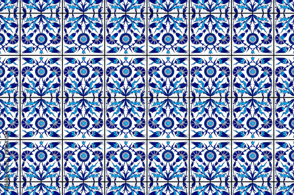 Tiles of blue mosque in istanbul - Ottoman decoration for wall