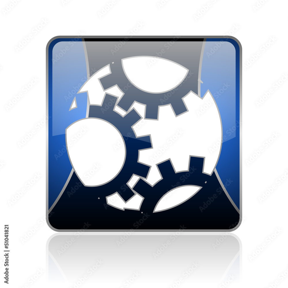 gears blue square web glossy icon gears blue square web glossy icon