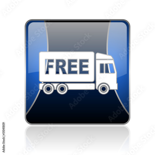 free delivery blue square web glossy icon