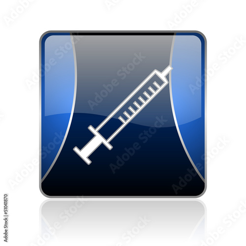 syringe blue square web glossy icon