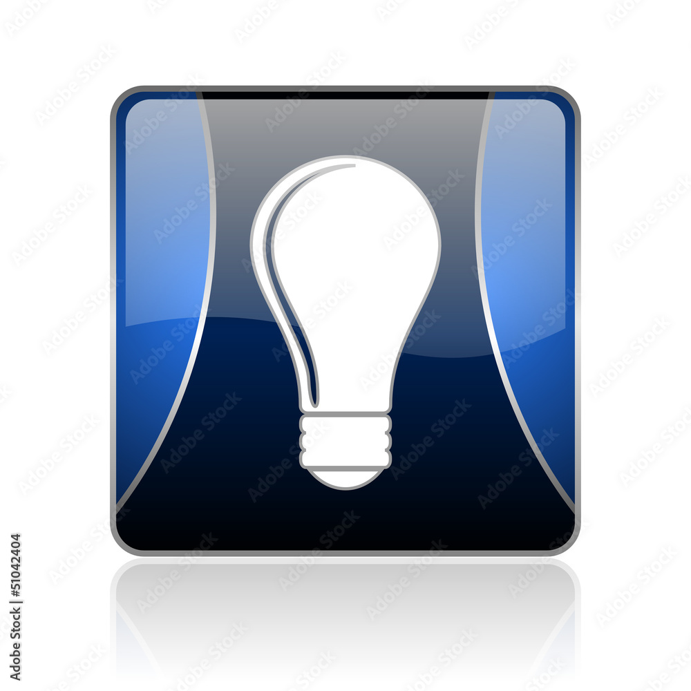 light bulb blue square web glossy icon light bulb blue square web glossy icon