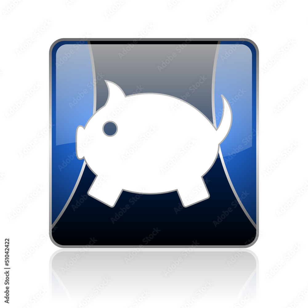 piggy bank blue square web glossy icon piggy bank blue square web glossy icon
