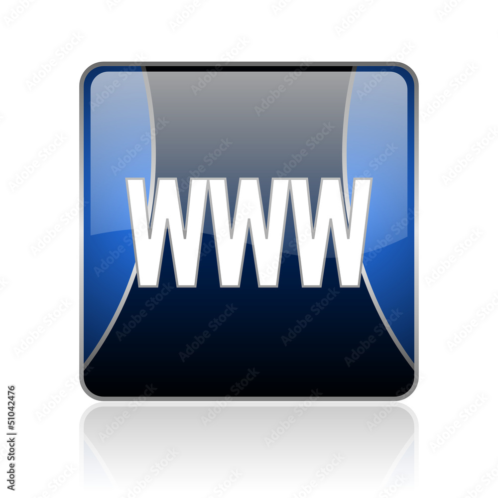 www blue square web glossy icon