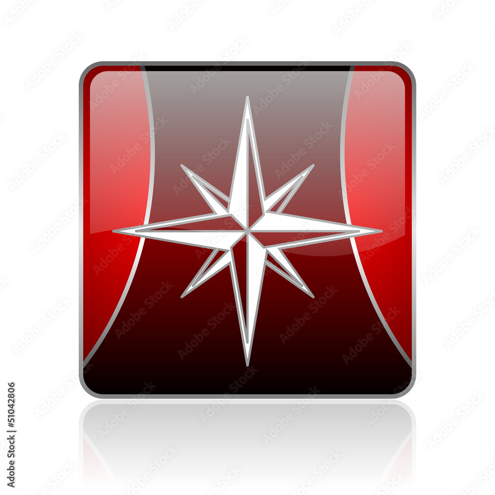 compass red square web glossy icon compass red square web glossy icon