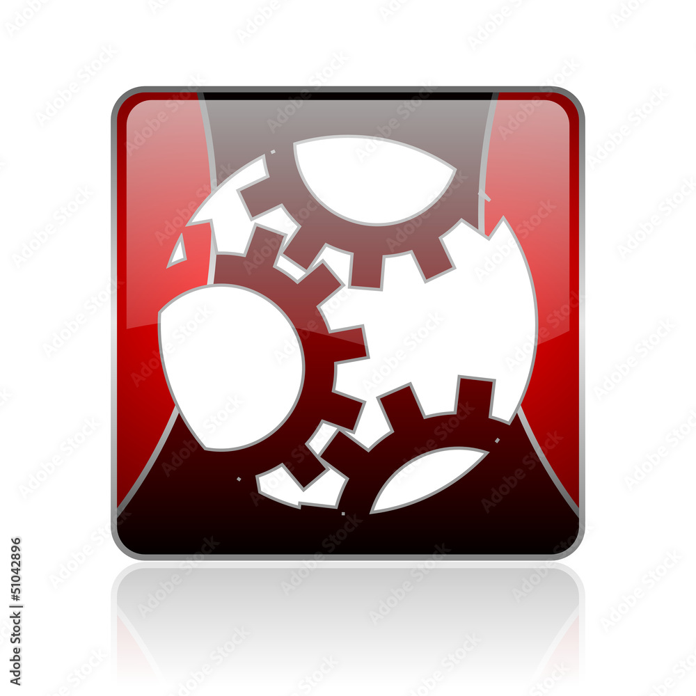 gears red square web glossy icon gears red square web glossy icon