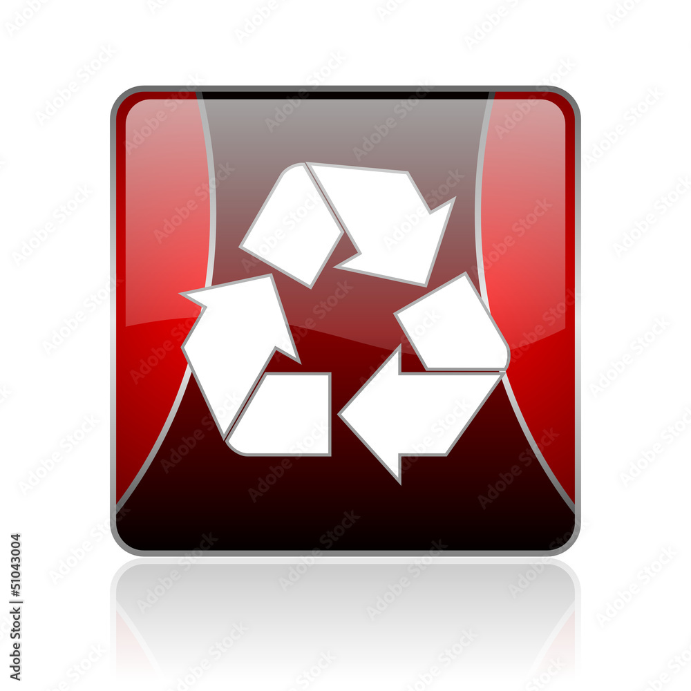 recycle red square web glossy icon recycle red square web glossy icon