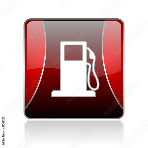 fuel red square web glossy icon