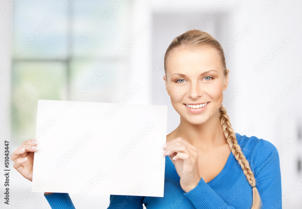 woman with blank board