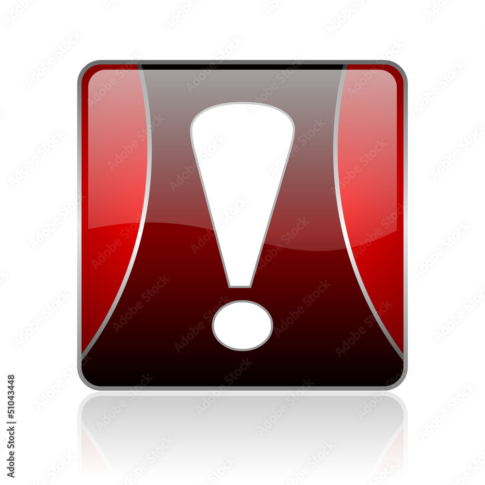 exclamation sign red square web glossy icon