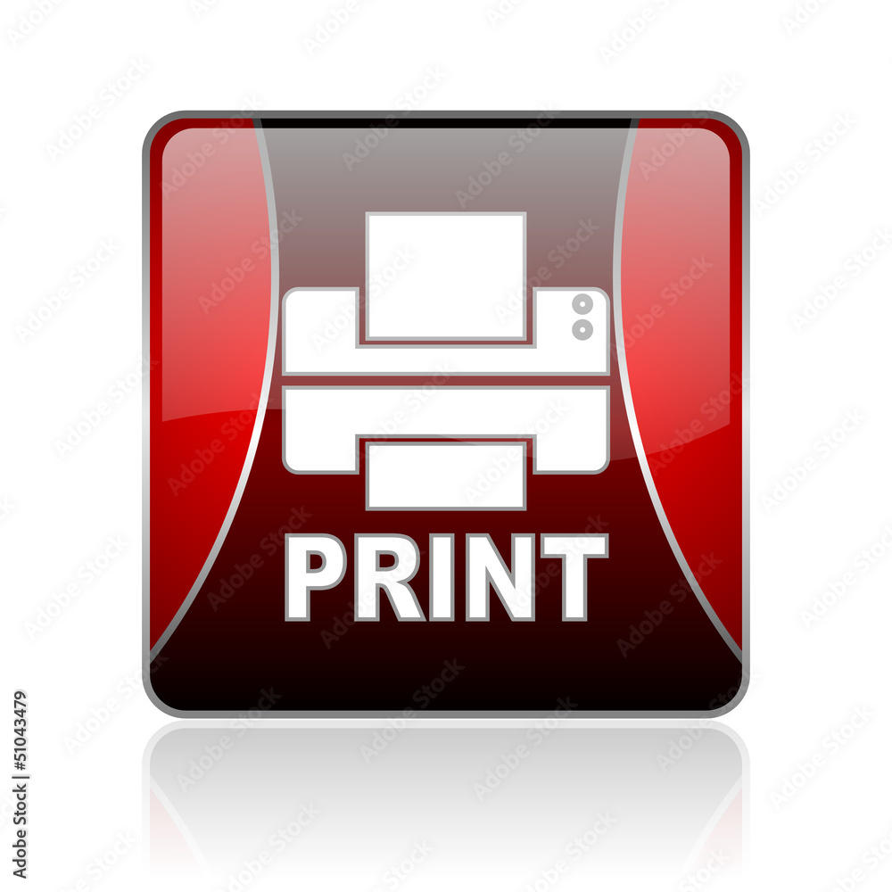print red square web glossy icon print red square web glossy icon