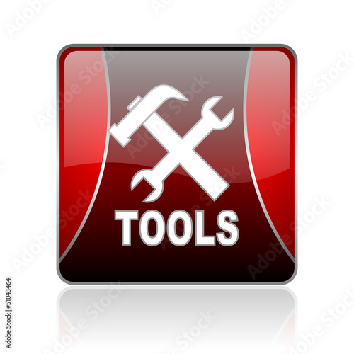 tools red square web glossy icon