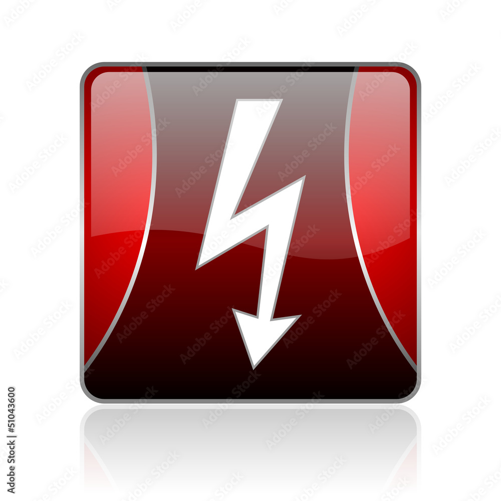 lightning red square web glossy icon