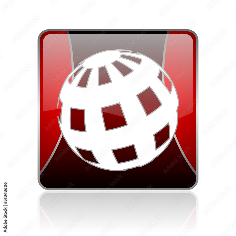 earth red square web glossy icon