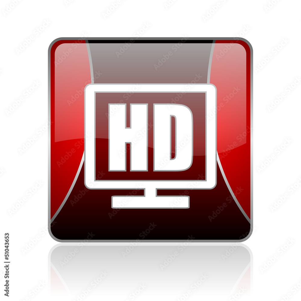 hd display red square web glossy icon