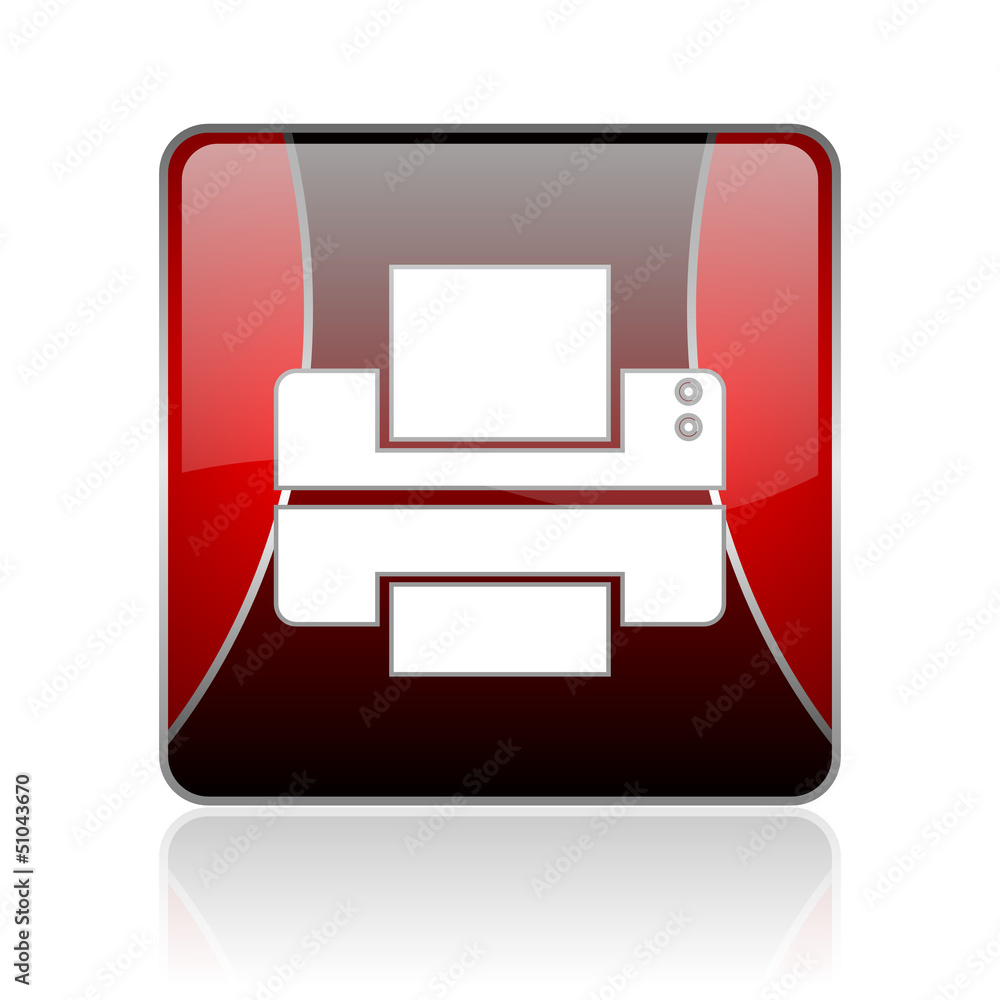 printer red square web glossy icon printer red square web glossy icon