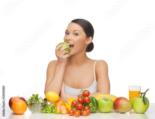 woman with fruits and vegetables
