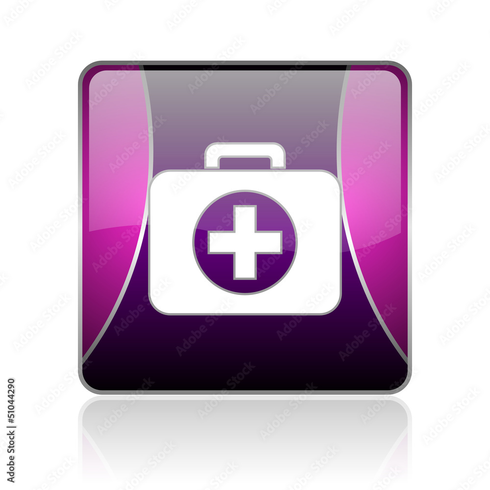Obraz premium first aid kit violet square web glossy icon