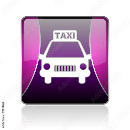 taxi violet square web glossy icon