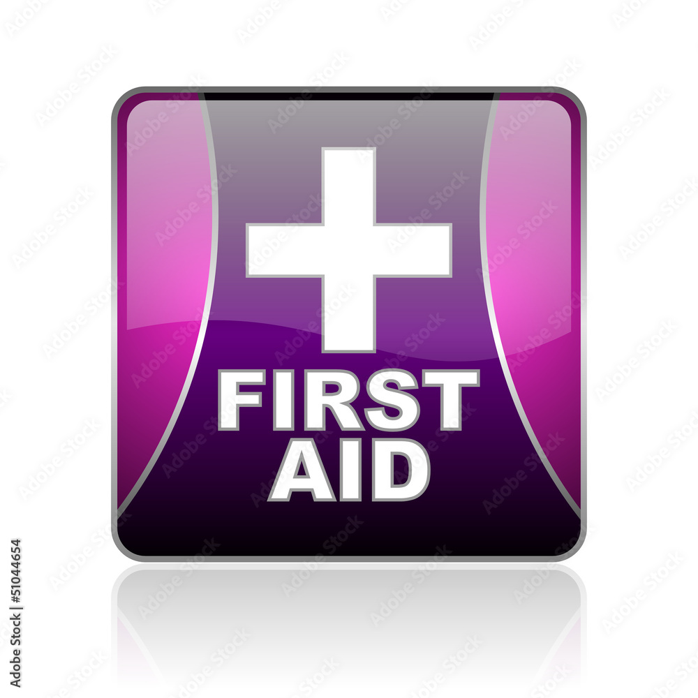 Fototapeta premium first aid violet square web glossy icon