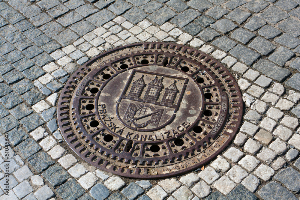 Manhole cover in Prague