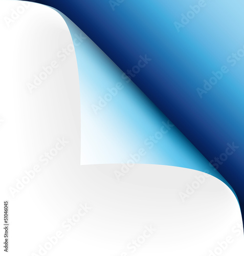 Papier Ecke blau oben rechts