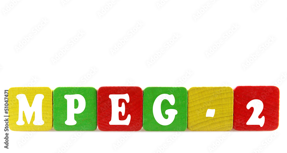 mpeg-2 - isolated text in wooden building blocks mpeg-2 - isolated text in wooden building blocks