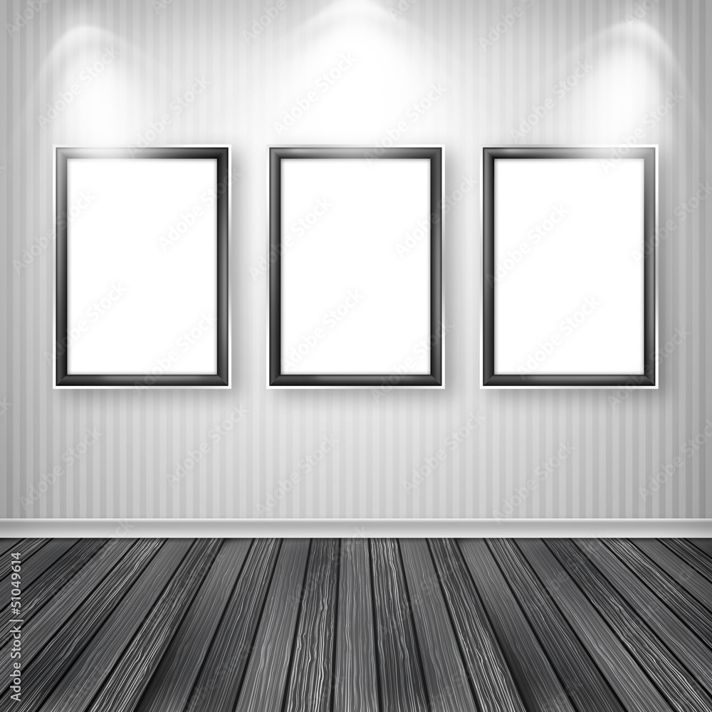 Three empty frames on a wall Three empty frames on a wall